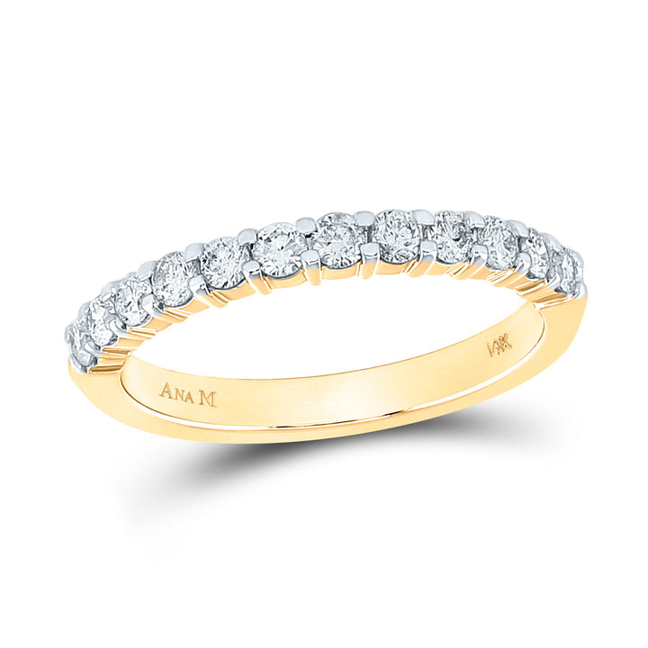14kt Yellow Gold Womens Round Diamond Single Row Wedding Band 1/2 Cttw 7 Daisy Joyeria