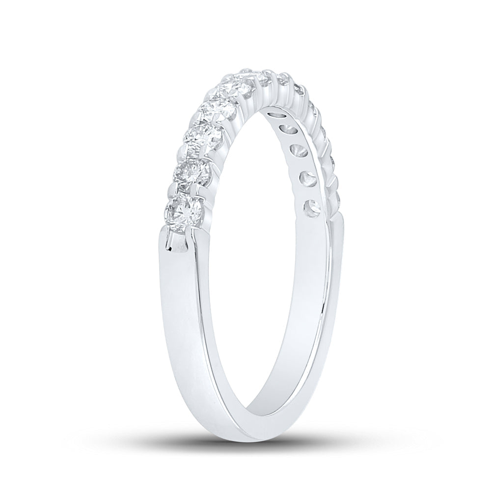 14kt White Gold Womens Machine Set Round Diamond Single Row Wedding Band 1/2 Cttw 7 Daisy Joyeria