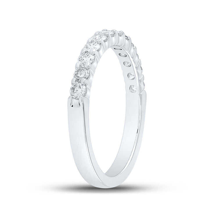 14kt White Gold Womens Machine Set Round Diamond Single Row Wedding Band 1/2 Cttw 7 Daisy Joyeria