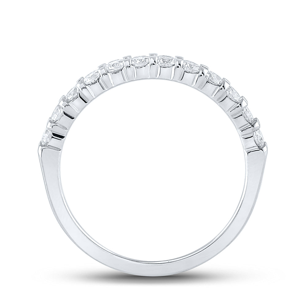 14kt White Gold Womens Machine Set Round Diamond Single Row Wedding Band 1/2 Cttw 7 Daisy Joyeria
