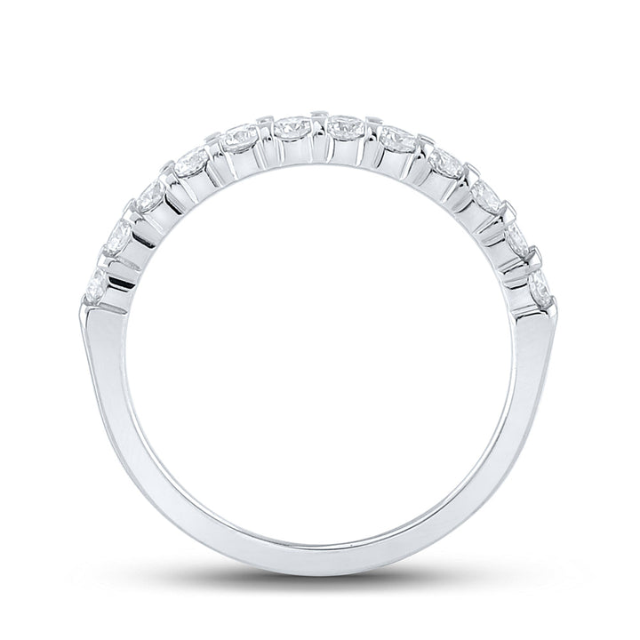 14kt White Gold Womens Machine Set Round Diamond Single Row Wedding Band 1/2 Cttw 7 Daisy Joyeria