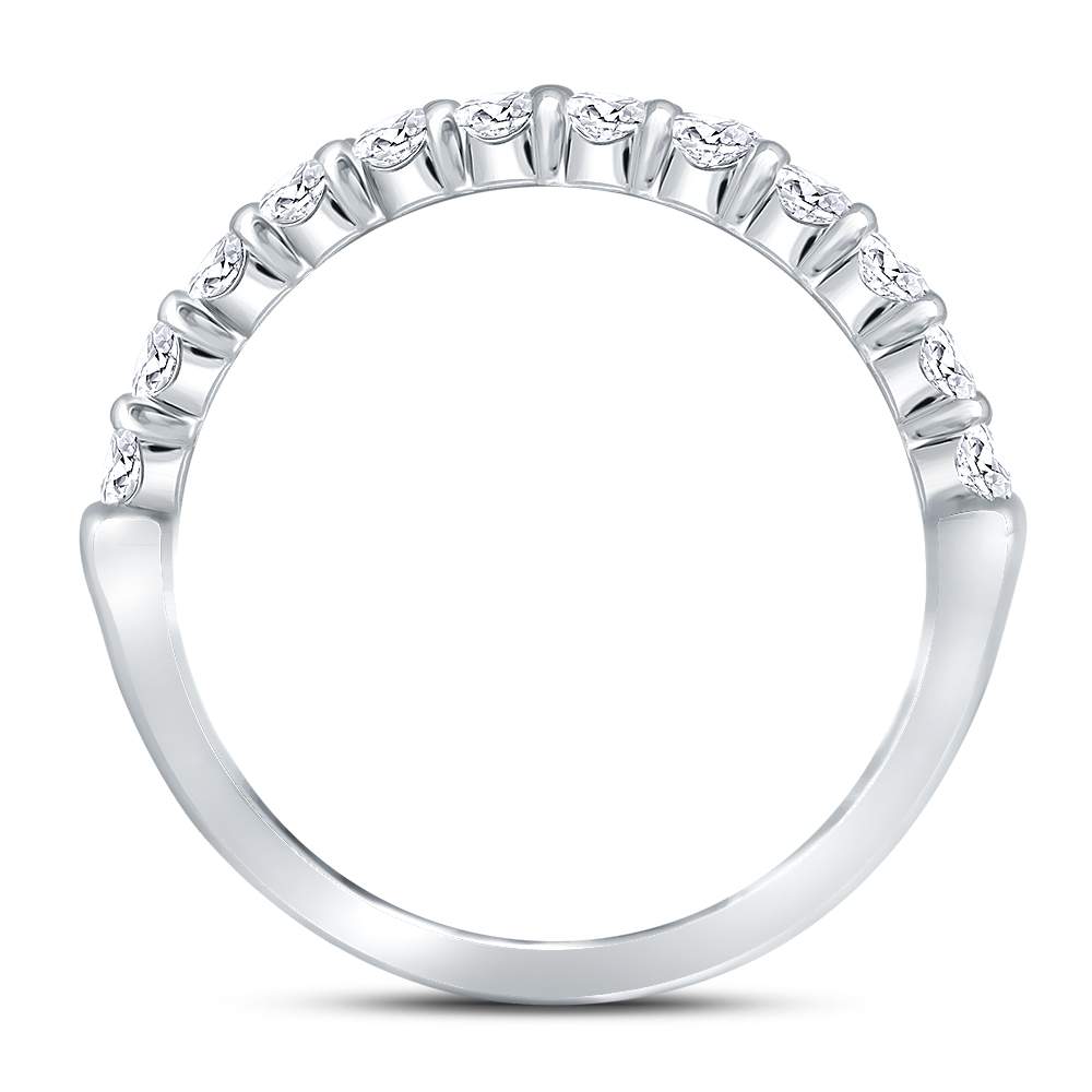 14kt White Gold Womens Machine Set Round Diamond Single Row Wedding Band 1/2 Cttw 7 Daisy Joyeria