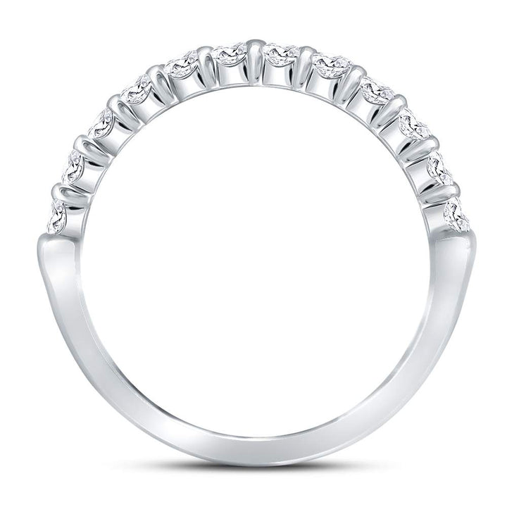 14kt White Gold Womens Machine Set Round Diamond Single Row Wedding Band 1/2 Cttw 7 Daisy Joyeria