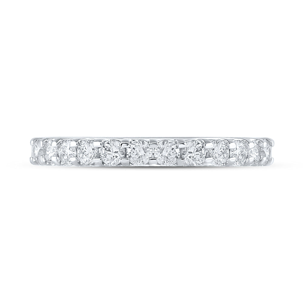 14kt White Gold Womens Machine Set Round Diamond Single Row Wedding Band 1/2 Cttw 7 Daisy Joyeria