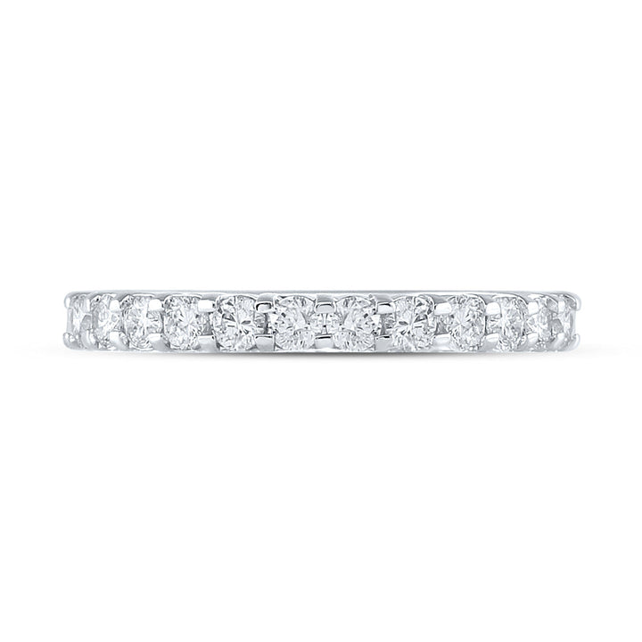 14kt White Gold Womens Machine Set Round Diamond Single Row Wedding Band 1/2 Cttw 7 Daisy Joyeria