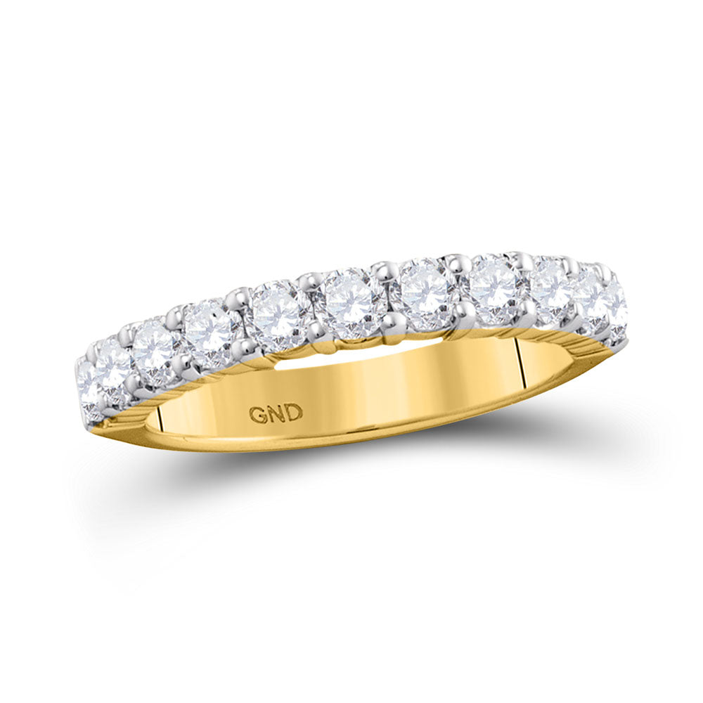 14kt Yellow Gold Womens Machine Set Round Diamond Wedding Band 1.00 Cttw 7 Daisy Joyeria