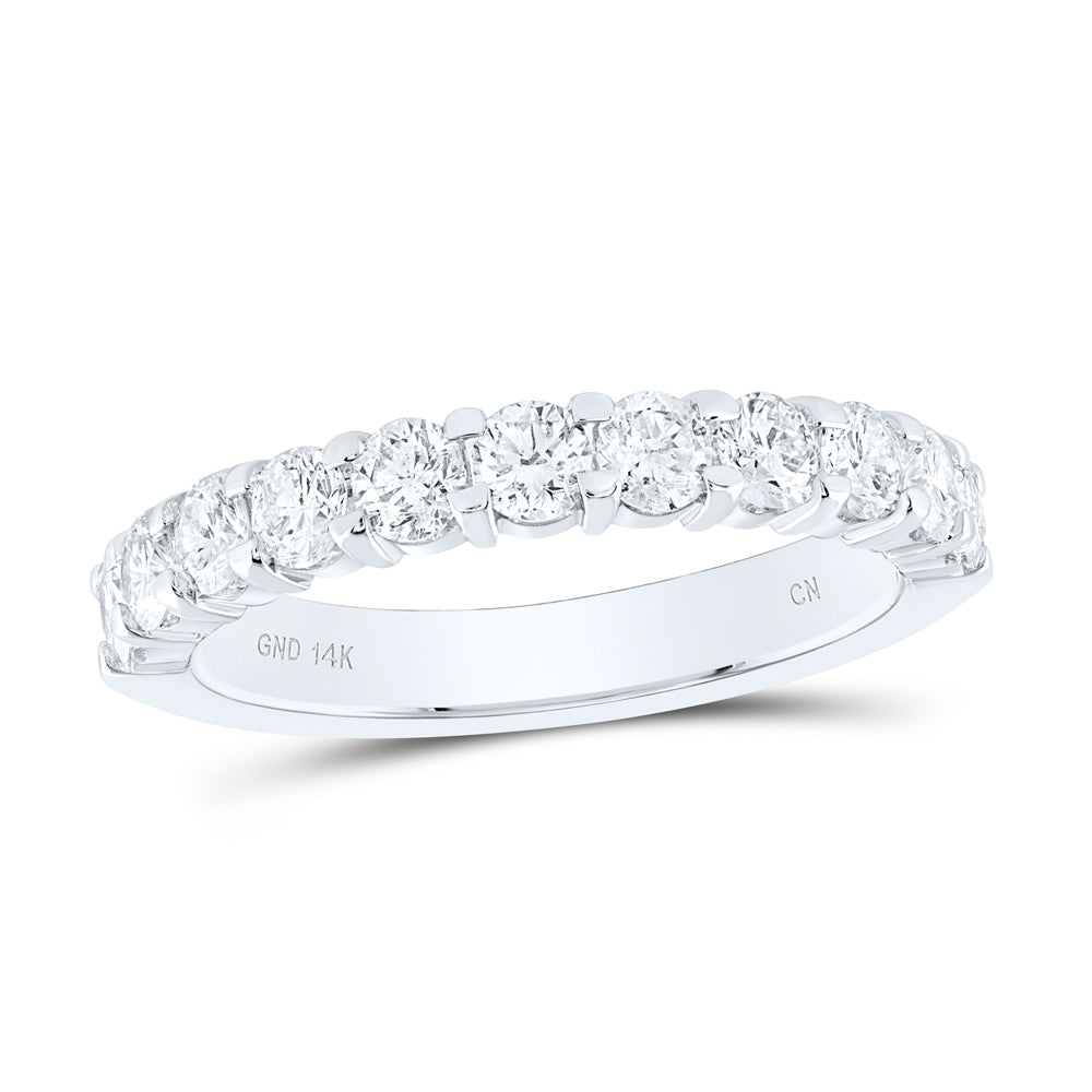 14kt White Gold Womens Round Pave-set Diamond Wedding Band 1.00 Cttw 7 Daisy Joyeria
