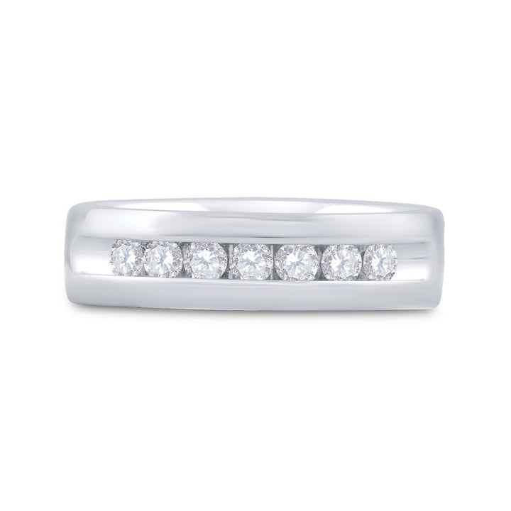 14kt White Gold Mens Machine Set Round Diamond Wedding Channel Band Ring 1/2 Cttw 10 Daisy Joyeria