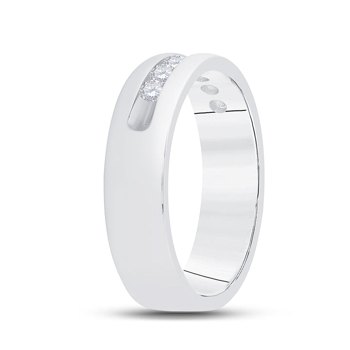 14kt White Gold Mens Machine Set Round Diamond Wedding Channel Band Ring 1/2 Cttw 10 Daisy Joyeria
