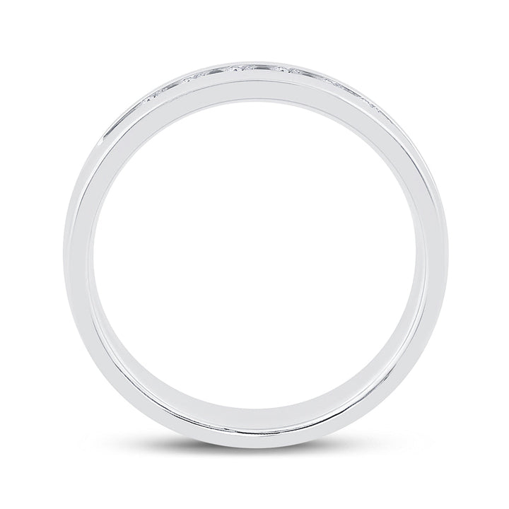 14kt White Gold Mens Machine Set Round Diamond Wedding Channel Band Ring 1/2 Cttw 10 Daisy Joyeria