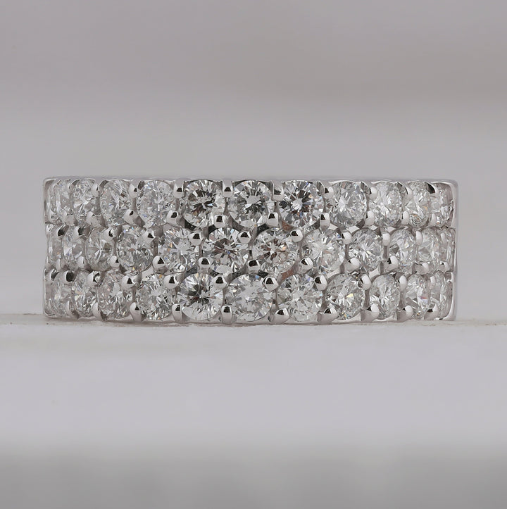 14kt White Gold Womens Round Pave-set Diamond Triple Row Wedding Band 2.00 Cttw 7 Daisy Joyeria
