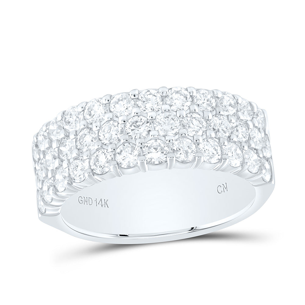 14kt White Gold Womens Round Pave-set Diamond Triple Row Wedding Band 2.00 Cttw 7 Daisy Joyeria