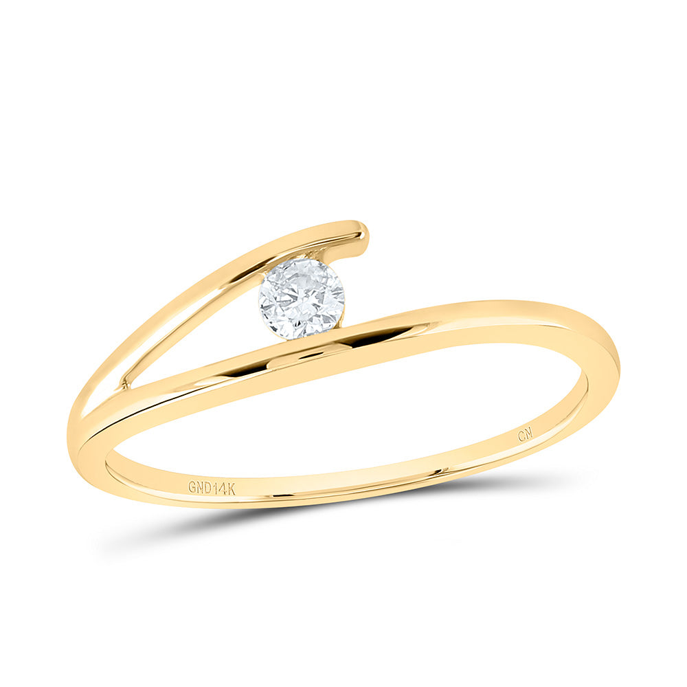 14kt Yellow Gold Womens Round Diamond Solitaire Promise Bridal Ring 1/10 Cttw 7 Daisy Joyeria
