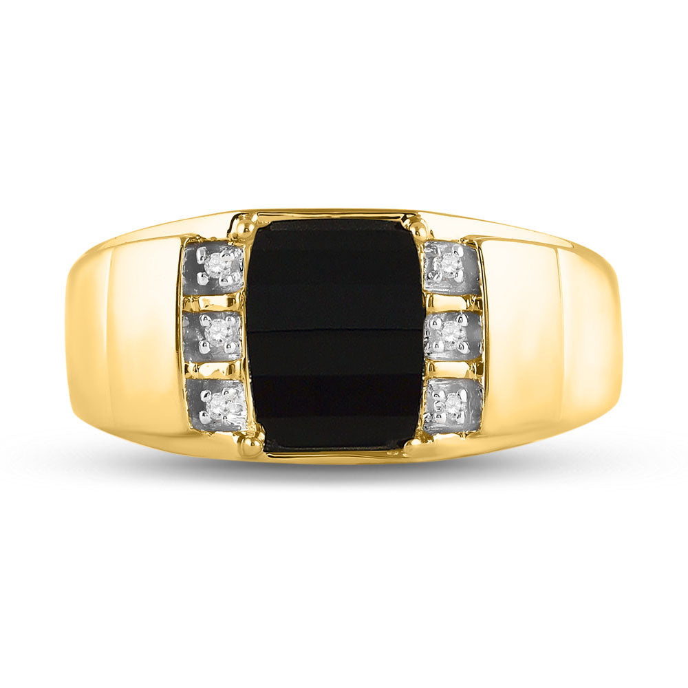 0.02CTW-NAT DIA P3 GIFT 9X7MM CT-ONYX MENS RING 10 Daisy Joyeria