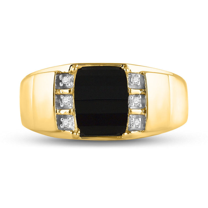 0.02CTW-NAT DIA P3 GIFT 9X7MM CT-ONYX MENS RING 10 Daisy Joyeria
