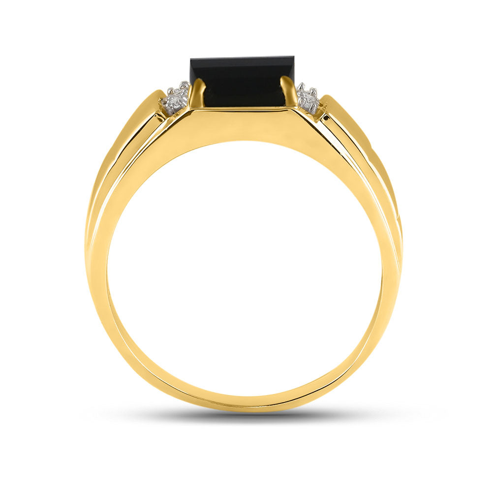 0.02CTW-NAT DIA P3 GIFT 9X7MM CT-ONYX MENS RING 10 Daisy Joyeria