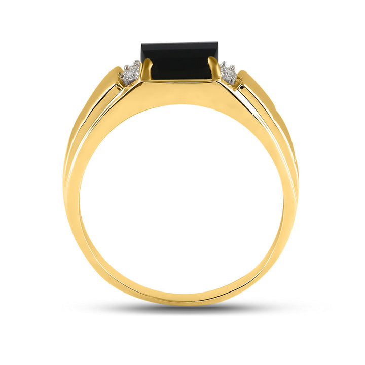 0.02CTW-NAT DIA P3 GIFT 9X7MM CT-ONYX MENS RING 10 Daisy Joyeria