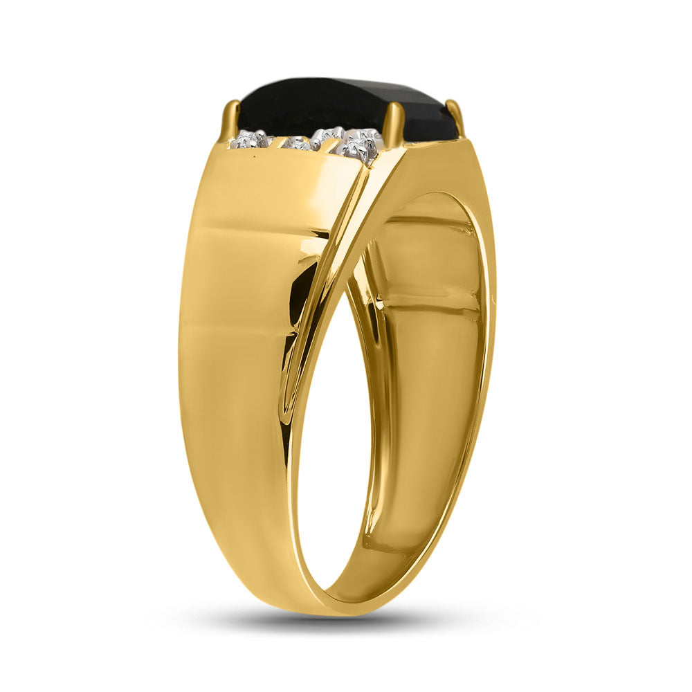 0.02CTW-NAT DIA P3 GIFT 9X7MM CT-ONYX MENS RING 10 Daisy Joyeria
