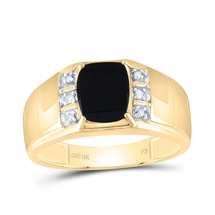0.02CTW-NAT DIA P3 GIFT 9X7MM CT-ONYX MENS RING 10 Daisy Joyeria