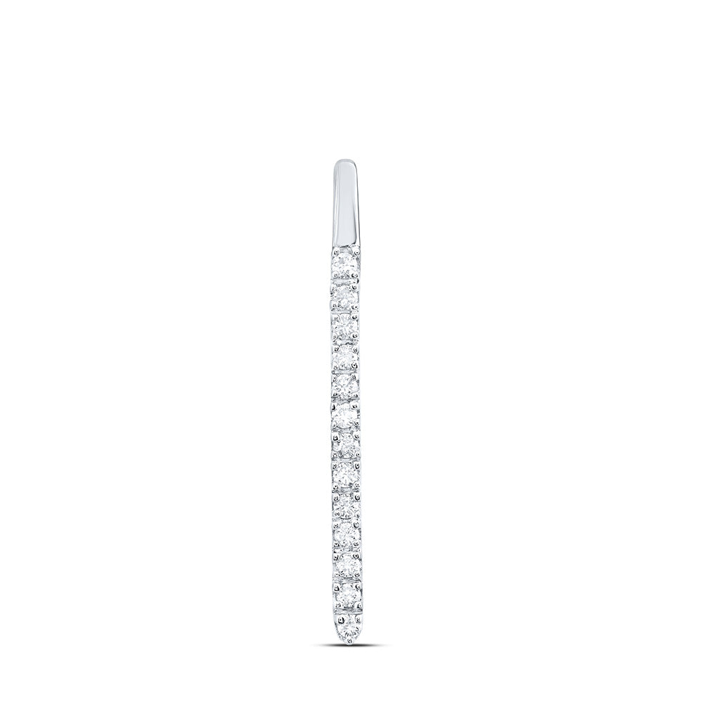14kt White Gold Womens Round Diamond Bar Pendant 1/10 Cttw Daisy Joyeria
