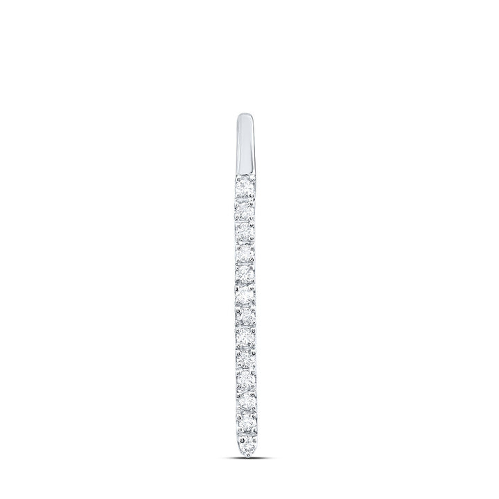 14kt White Gold Womens Round Diamond Bar Pendant 1/10 Cttw Daisy Joyeria