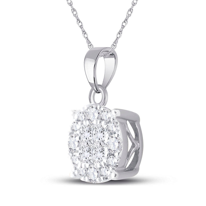 14kt White Gold Womens Princess Diamond Fashion Cluster Pendant 1/2 Cttw Daisy Joyeria