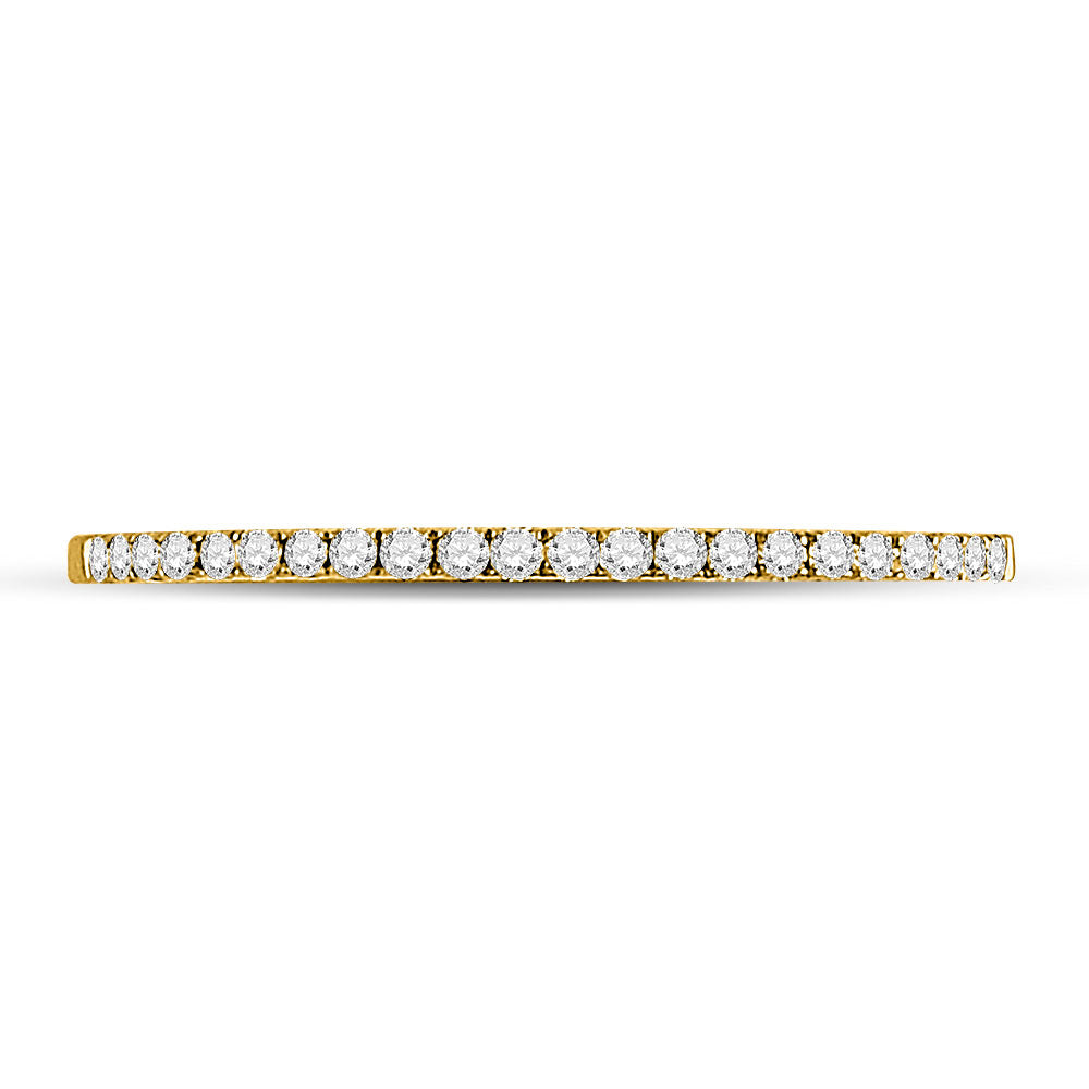 10kt Yellow Gold Womens Round Diamond Timeless Stackable Band Ring 1/8 Cttw 7 Daisy Joyeria