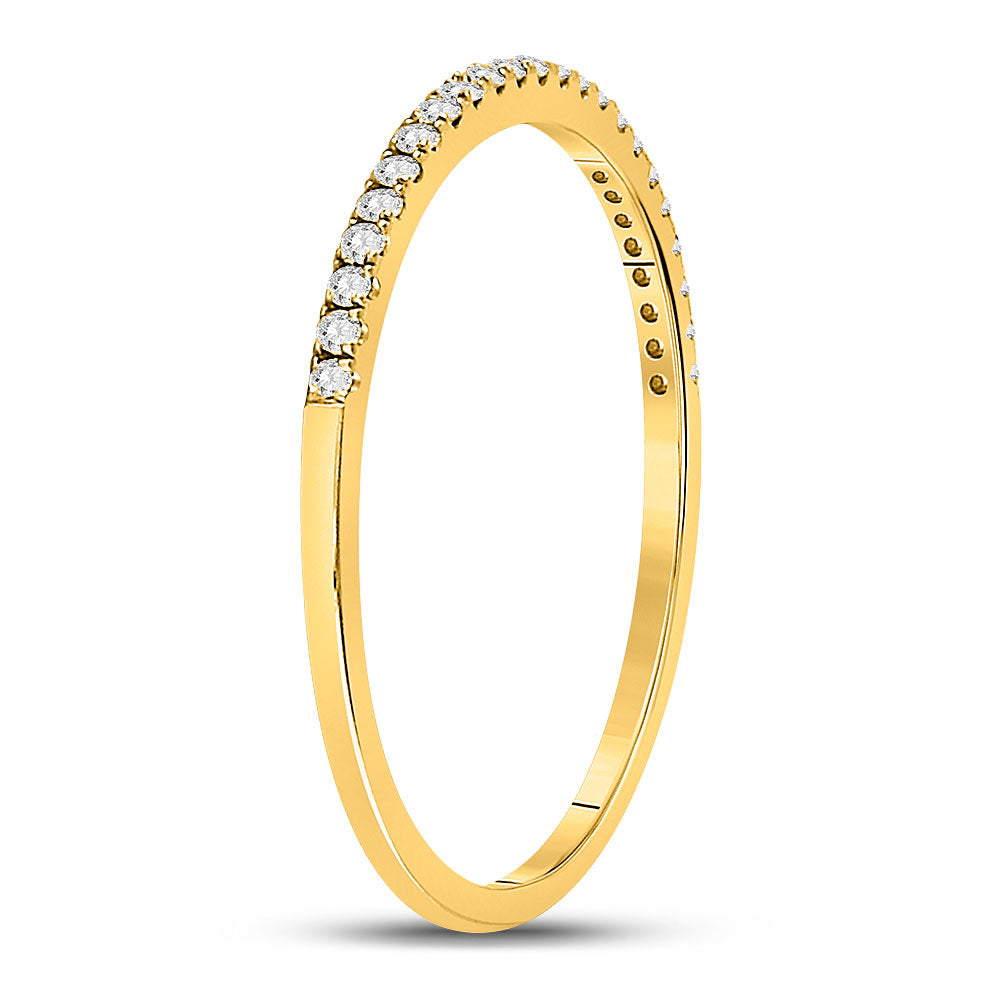 10kt Yellow Gold Womens Round Diamond Timeless Stackable Band Ring 1/8 Cttw 7 Daisy Joyeria