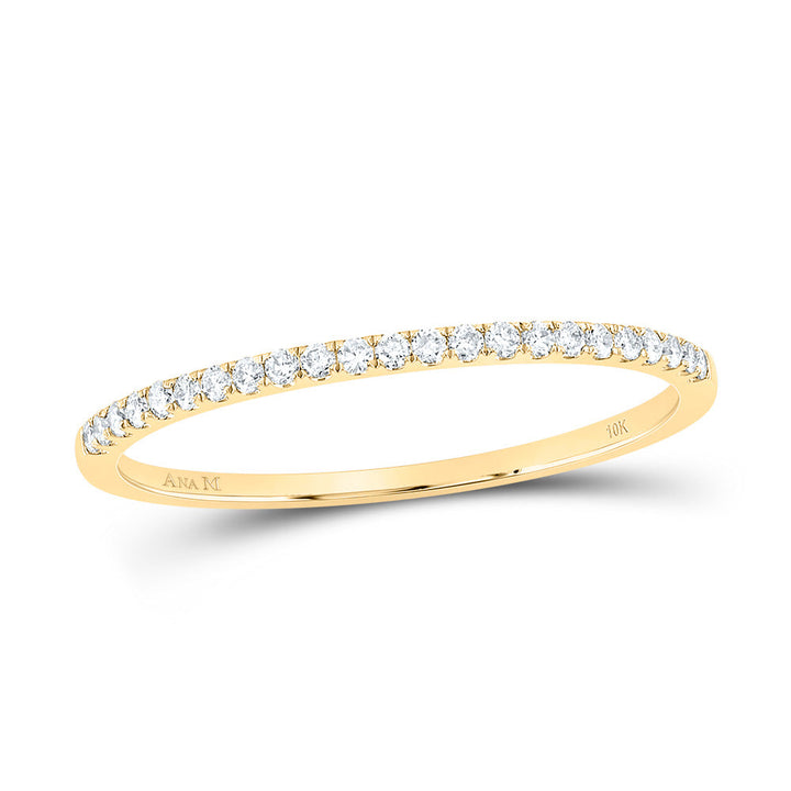 10kt Yellow Gold Womens Round Diamond Timeless Stackable Band Ring 1/8 Cttw 7 Daisy Joyeria