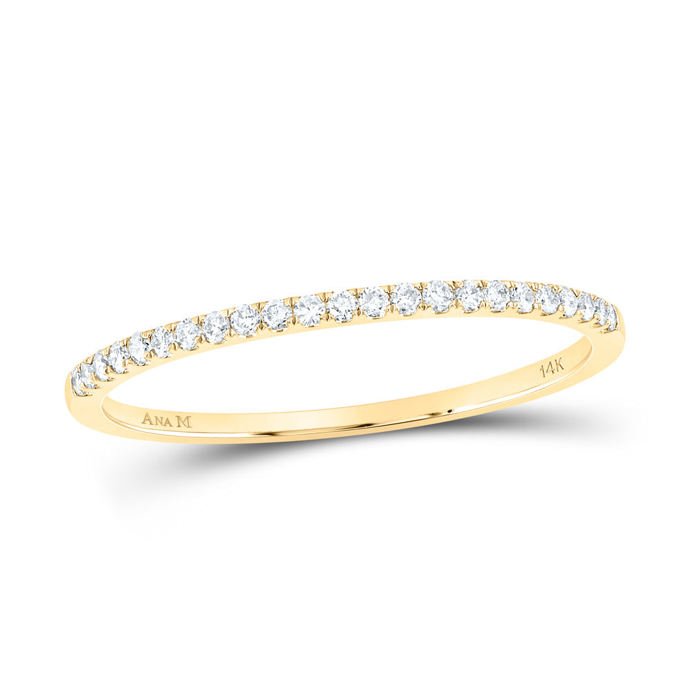 14kt Yellow Gold Womens Round Diamond Timeless Stackable Band Ring 1/8 Cttw 7 Daisy Joyeria