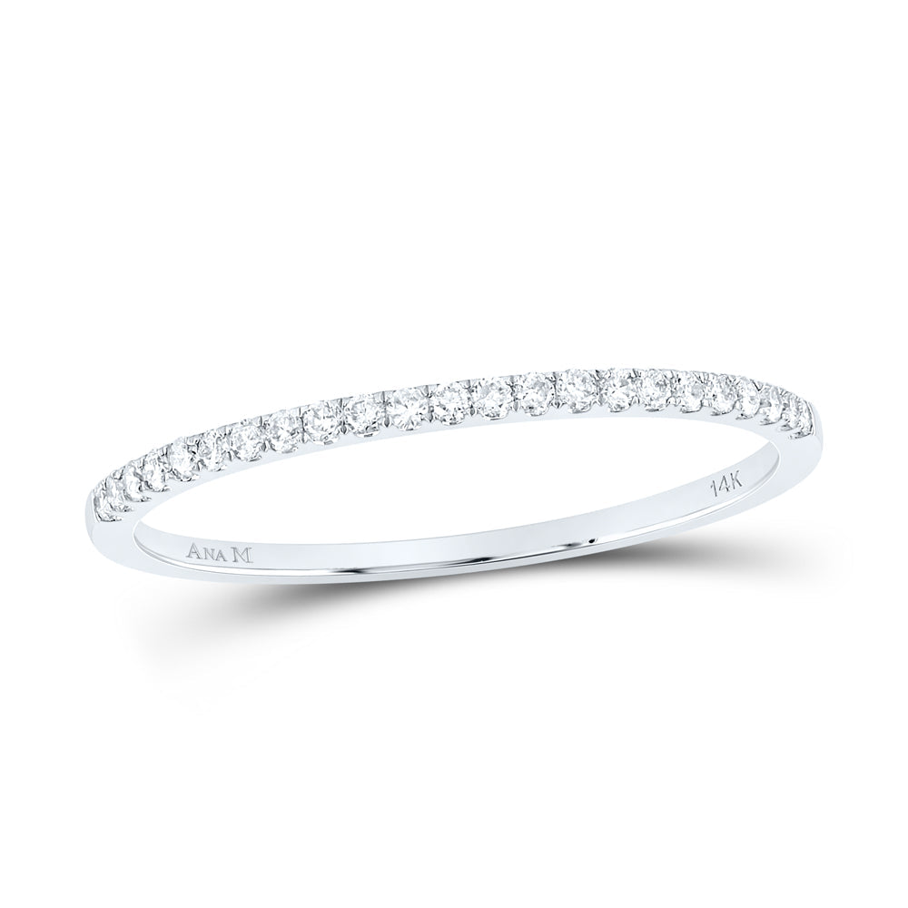 14kt White Gold Womens Round Diamond Timeless Stackable Band Ring 1/8 Cttw 7 Daisy Joyeria