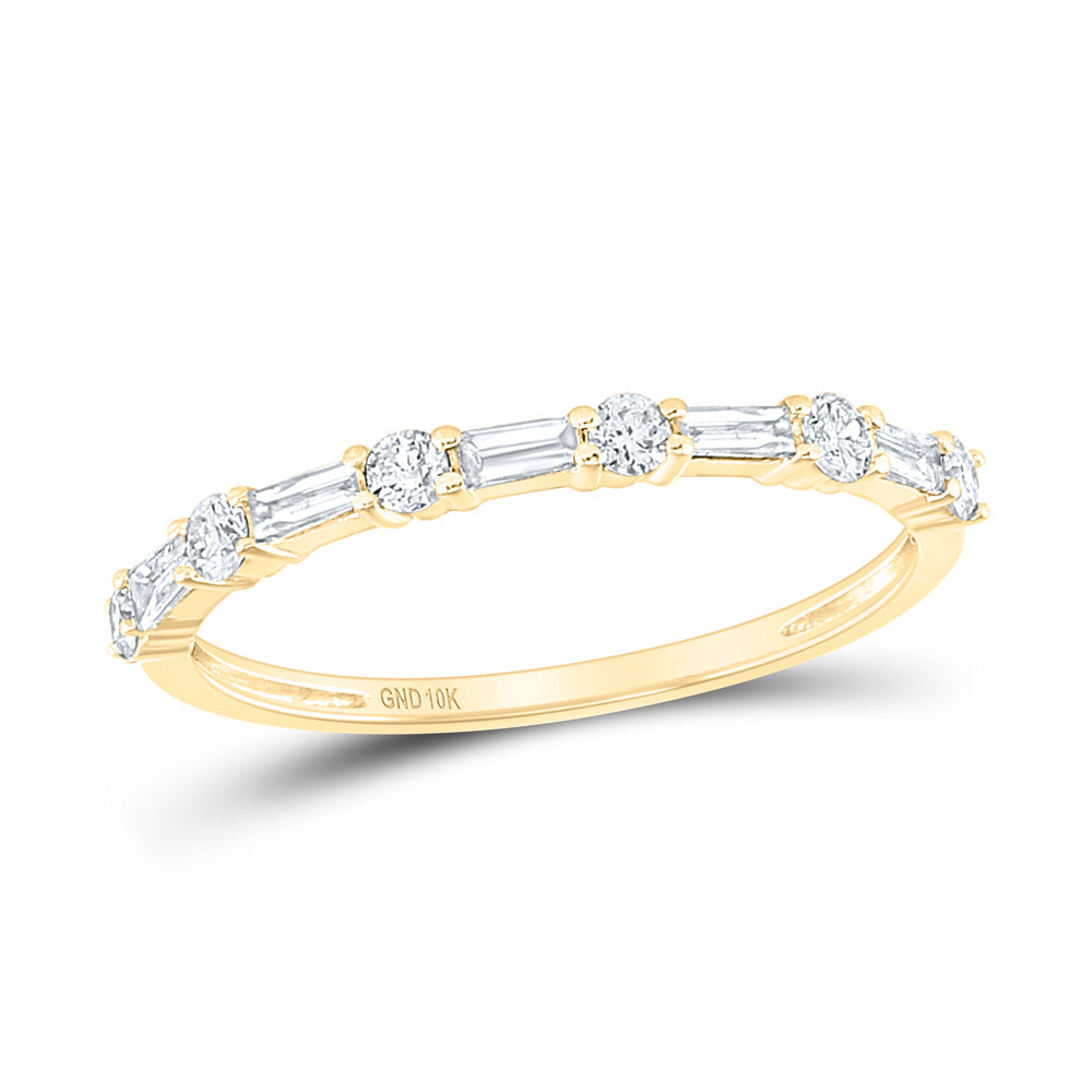 10kt Yellow Gold Womens Round Diamond Stackable Band Ring 1/3 Cttw 7 Daisy Joyeria