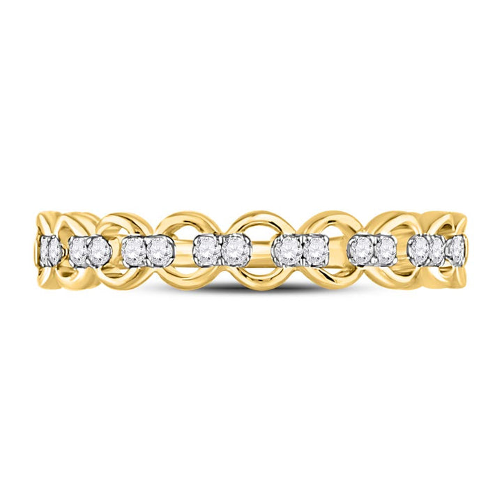10kt Yellow Gold Womens Round Diamond Link Stackable Band Ring 1/8 Cttw 7 Daisy Joyeria