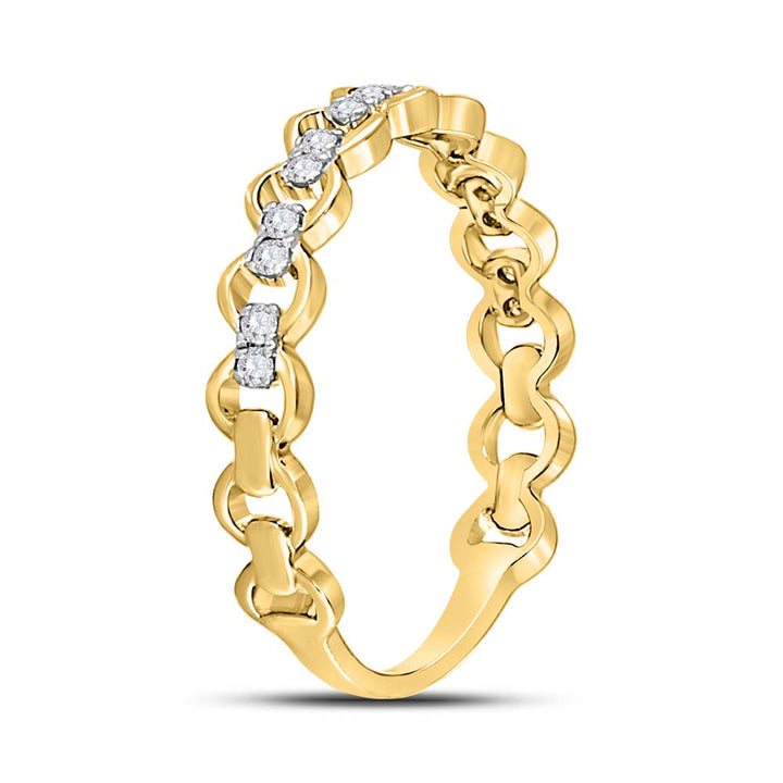 10kt Yellow Gold Womens Round Diamond Link Stackable Band Ring 1/8 Cttw 7 Daisy Joyeria