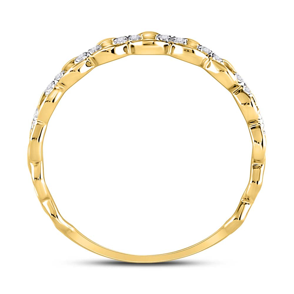 10kt Yellow Gold Womens Round Diamond Link Stackable Band Ring 1/8 Cttw 7 Daisy Joyeria