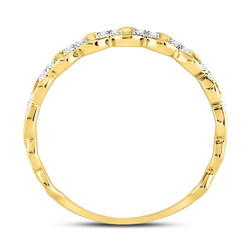 10kt Yellow Gold Womens Round Diamond Link Stackable Band Ring 1/8 Cttw 7 Daisy Joyeria