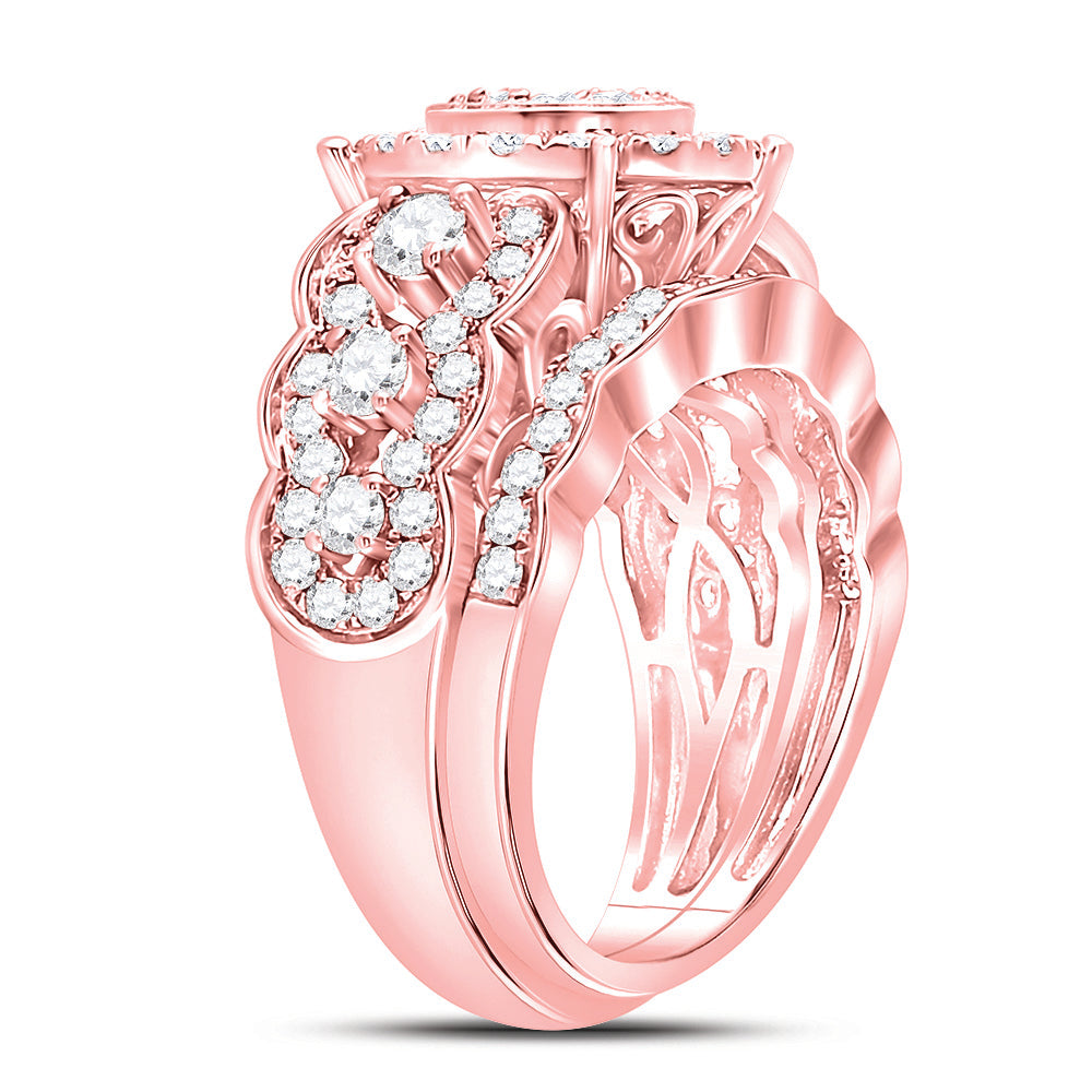 14kt Rose Gold Womens Round Diamond Bridal Wedding Engagement Ring Band Set 2.00 Cttw 7 Daisy Joyeria