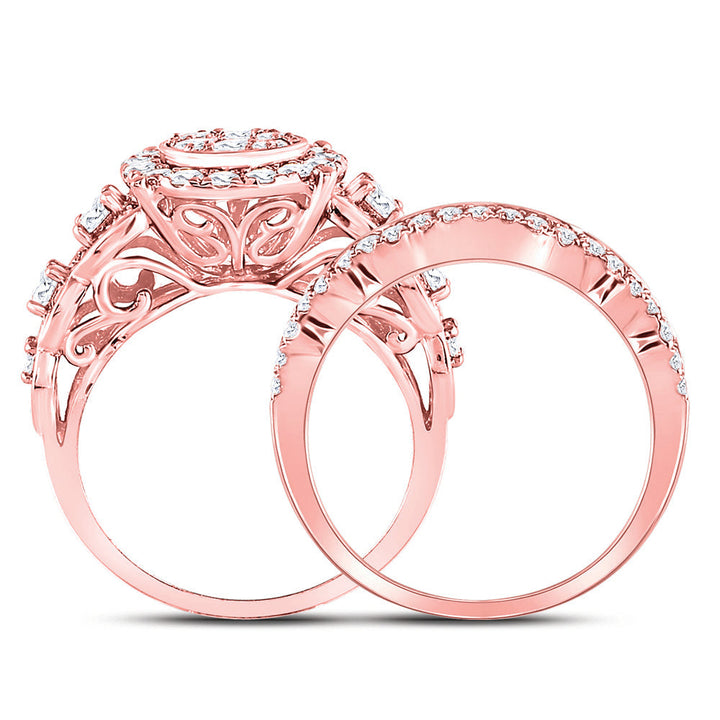 14kt Rose Gold Womens Round Diamond Bridal Wedding Engagement Ring Band Set 2.00 Cttw 7 Daisy Joyeria