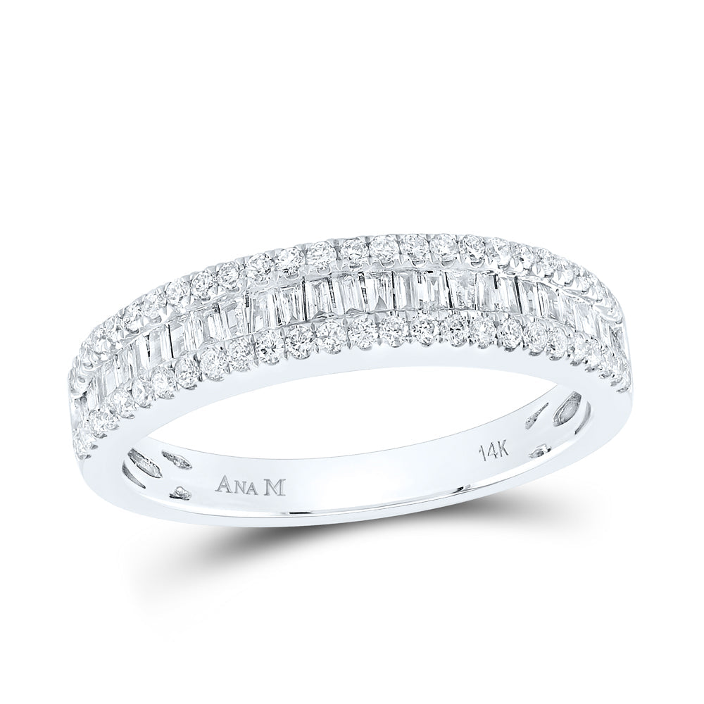 14kt White Gold Womens Round Diamond Anniversary Band Ring 1/2 Cttw 7 Daisy Joyeria