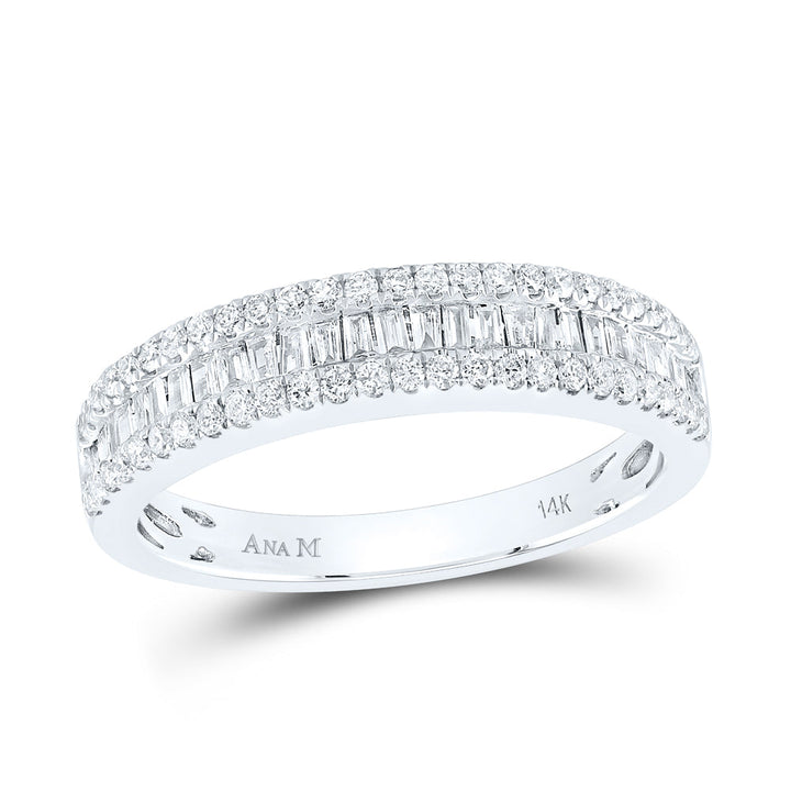 14kt White Gold Womens Round Diamond Anniversary Band Ring 1/2 Cttw 7 Daisy Joyeria