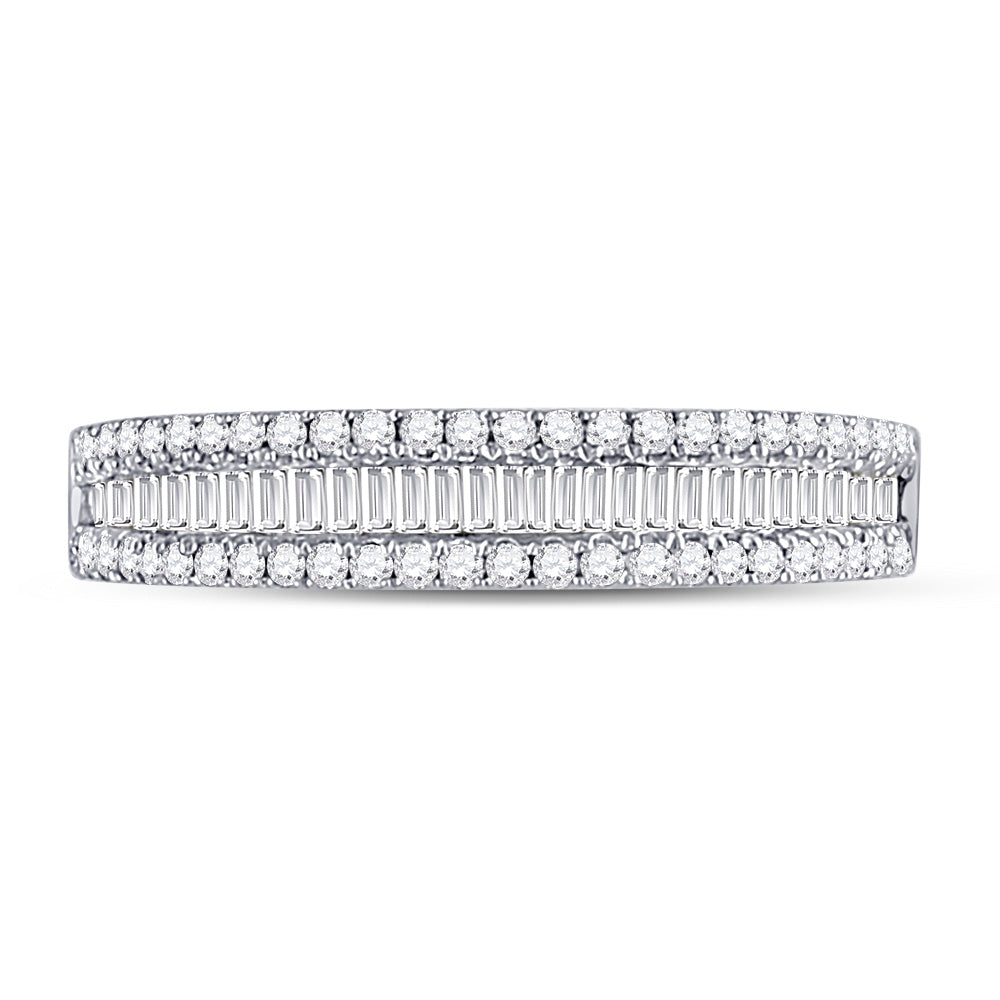 14kt White Gold Womens Round Diamond Anniversary Band Ring 1/2 Cttw 7 Daisy Joyeria