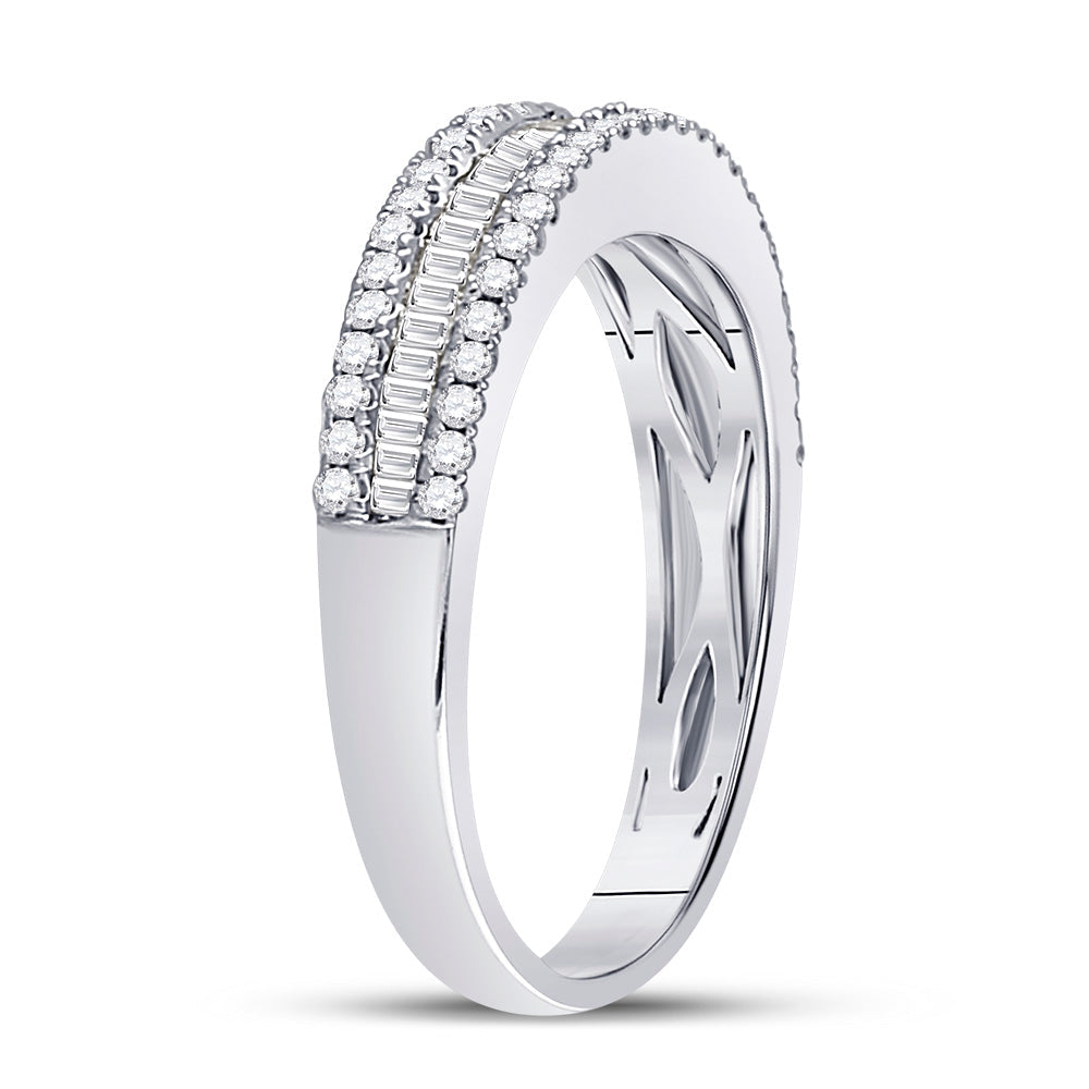14kt White Gold Womens Round Diamond Anniversary Band Ring 1/2 Cttw 7 Daisy Joyeria