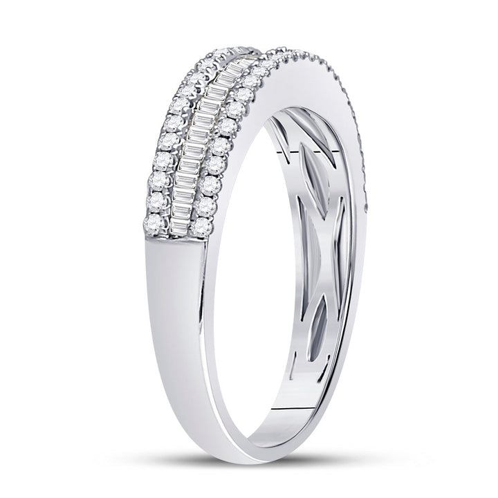 14kt White Gold Womens Round Diamond Anniversary Band Ring 1/2 Cttw 7 Daisy Joyeria