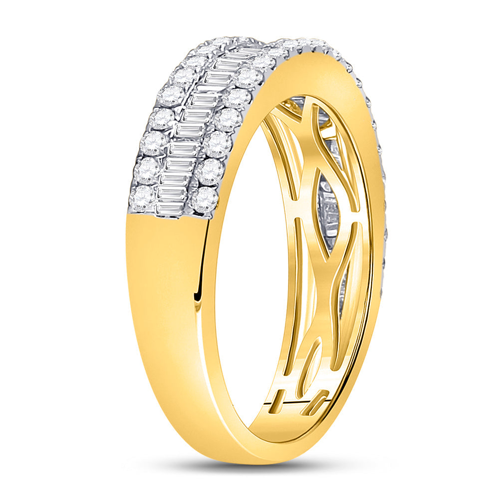 14kt Yellow Gold Womens Baguette Diamond Fashion Anniversary Ring 7/8 Cttw 7 Daisy Joyeria