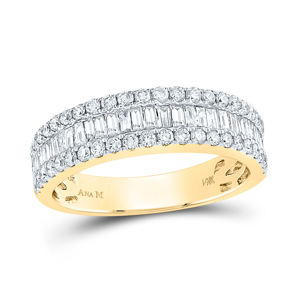 14kt Yellow Gold Womens Baguette Diamond Fashion Anniversary Ring 7/8 Cttw 7 Daisy Joyeria