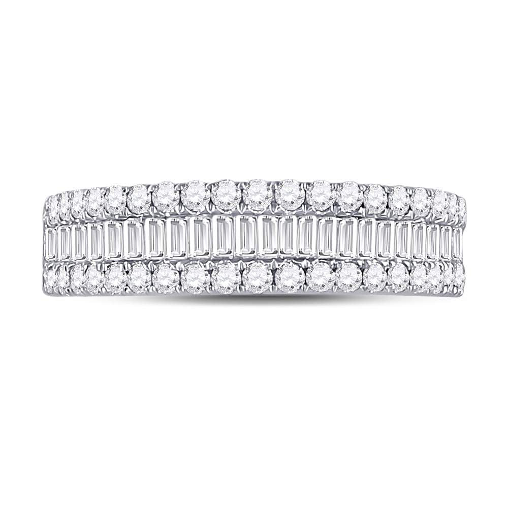 14kt White Gold Womens Baguette Diamond Anniversary Band Ring 7/8 Cttw 7 Daisy Joyeria