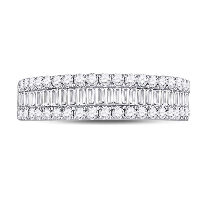 14kt White Gold Womens Baguette Diamond Anniversary Band Ring 7/8 Cttw 7 Daisy Joyeria