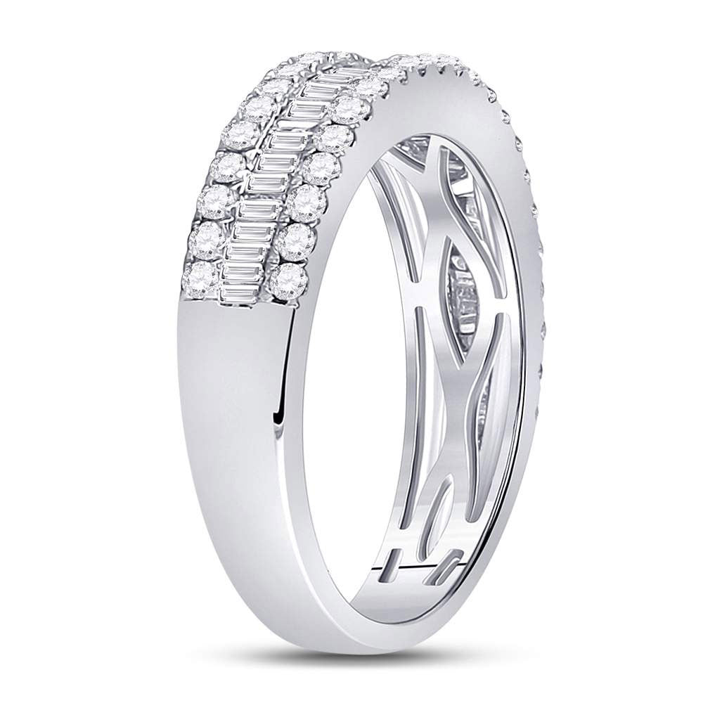 14kt White Gold Womens Baguette Diamond Anniversary Band Ring 7/8 Cttw 7 Daisy Joyeria