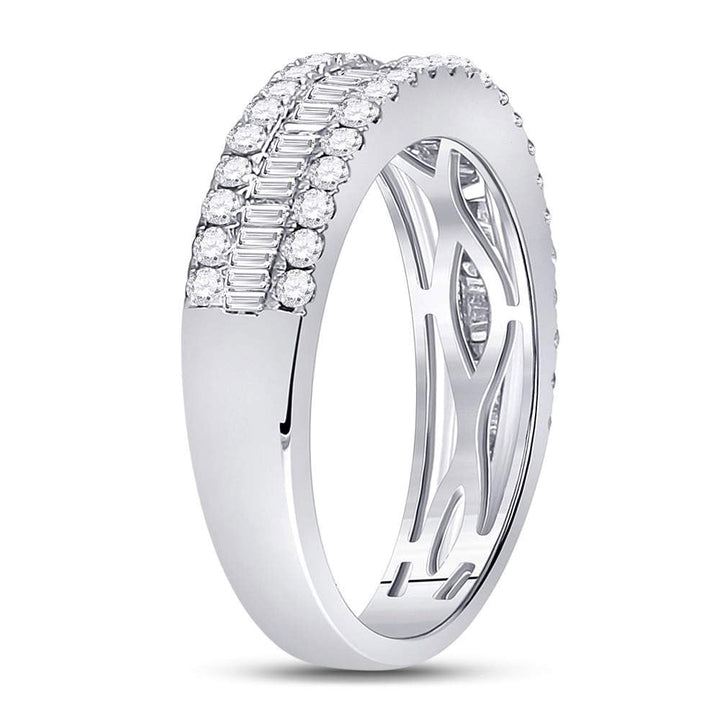 14kt White Gold Womens Baguette Diamond Anniversary Band Ring 7/8 Cttw 7 Daisy Joyeria