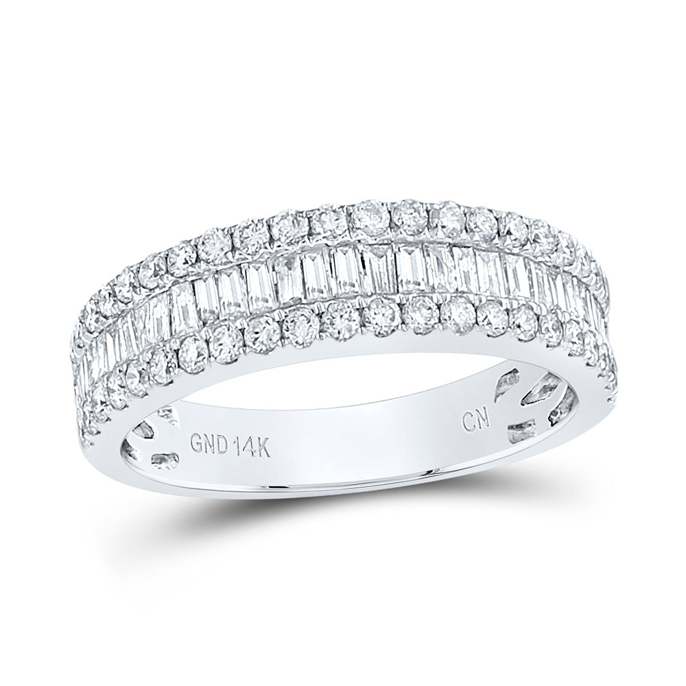 14kt White Gold Womens Baguette Diamond Anniversary Band Ring 7/8 Cttw 7 Daisy Joyeria